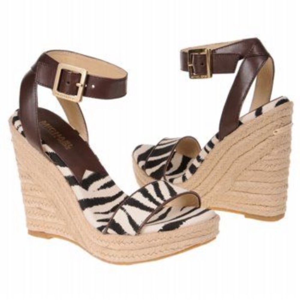 MICHAEL KORS NWOT Lilah Zebra-Print Wedge Sandals